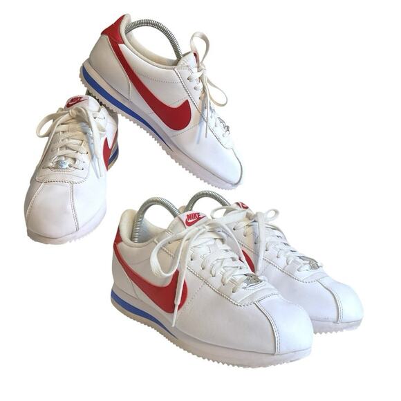Nike Cortez Silver Charm 72 Basic Forrest Gump 2019 White Red Blue Mens Sz 8.5M - Picture 1 of 16